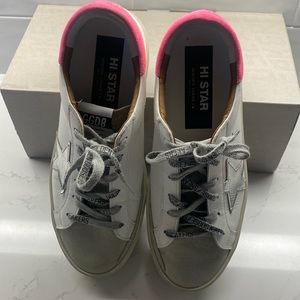 Womens Golden Goose Hi Star Classic with List Suede Toe and Heel Leather